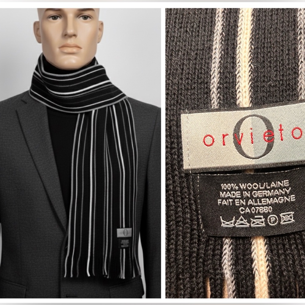 Orvieto Classic 100% Wool Striped Knit Scarf